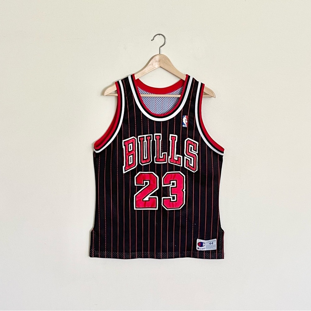 Vintage 90s Michael Jordan NBA Chicago Bulls Black Red Authentic Jersey Adult 44